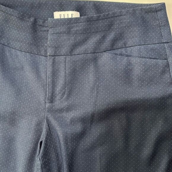 Elle | Navy Blue Women’s Silver Dot Pattern Dress Pants - Picture 7 of 17